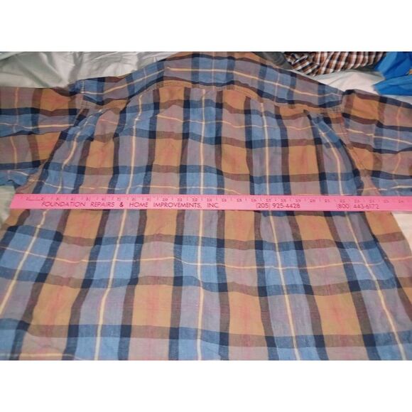 Indigo Brand Cotton Plaid Shirt XL Rust and Denim Blue Light Weight - Picture 6 of 7